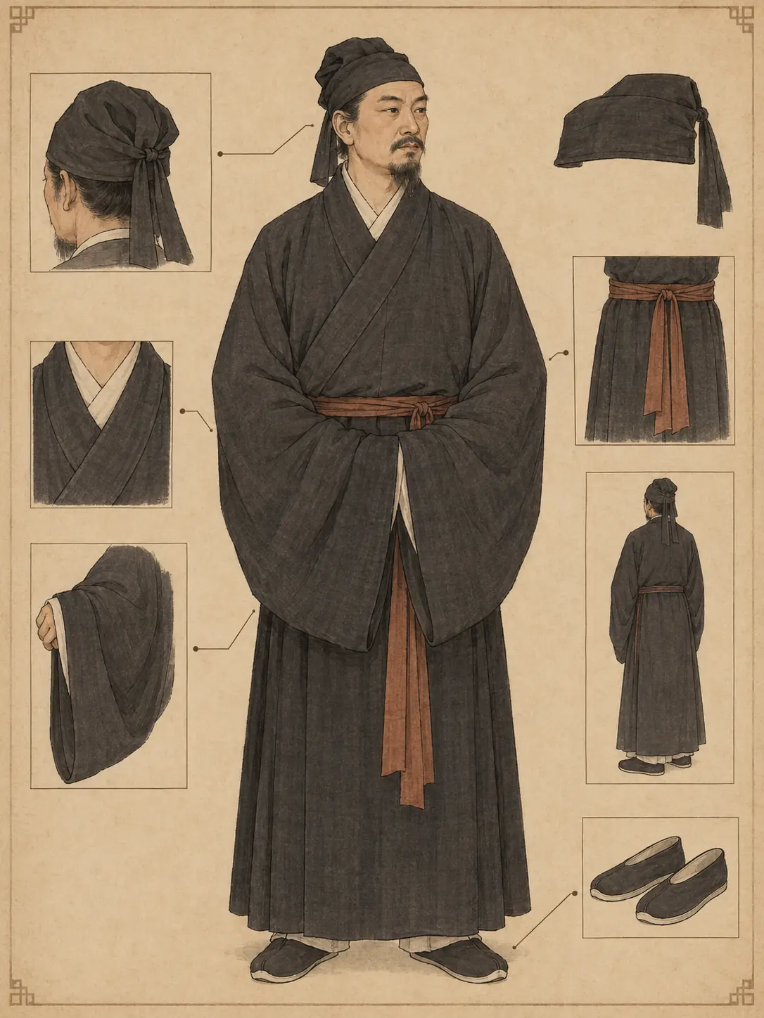 东汉男子袍服示意