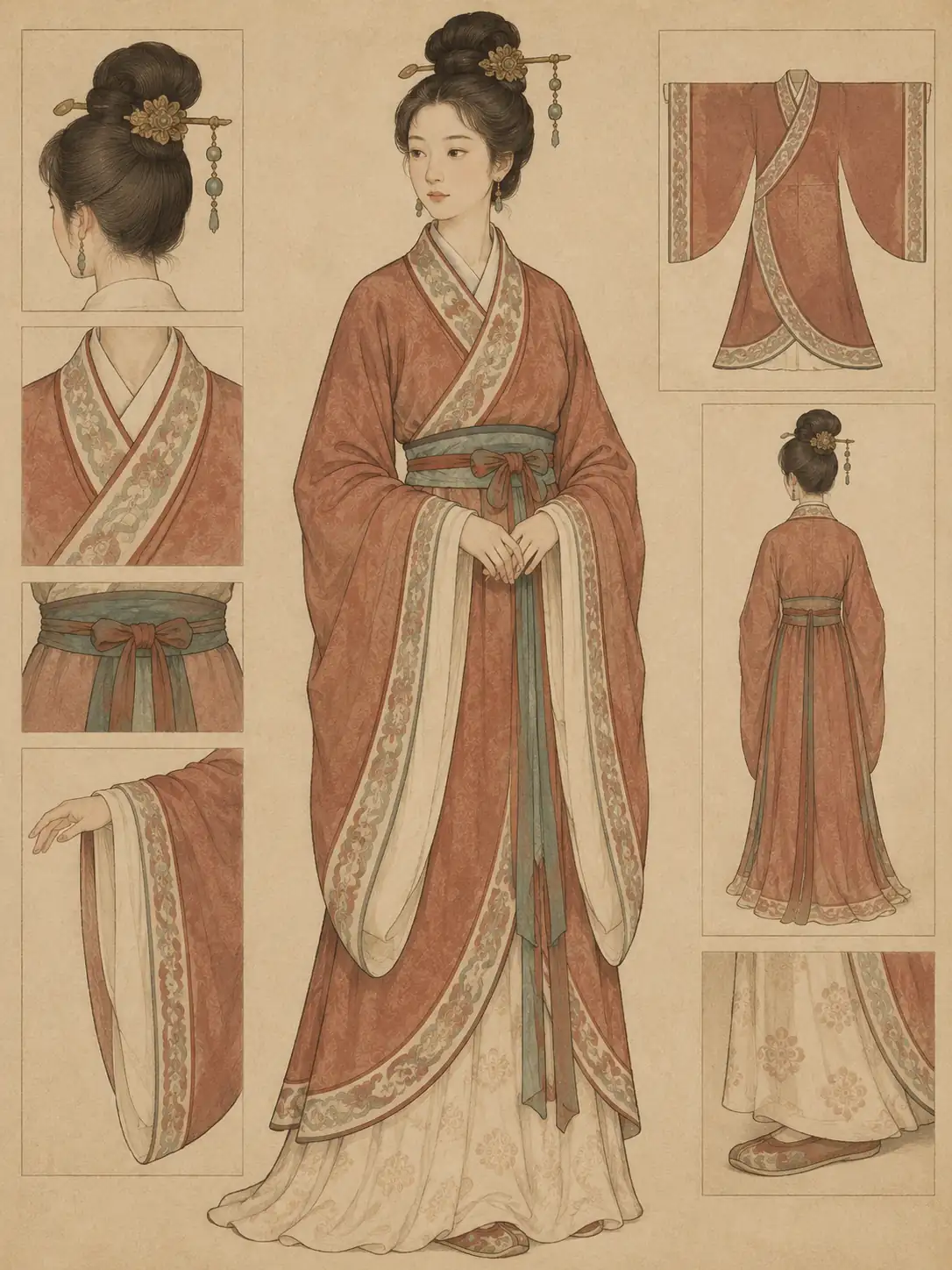 东汉女子深衣示意
