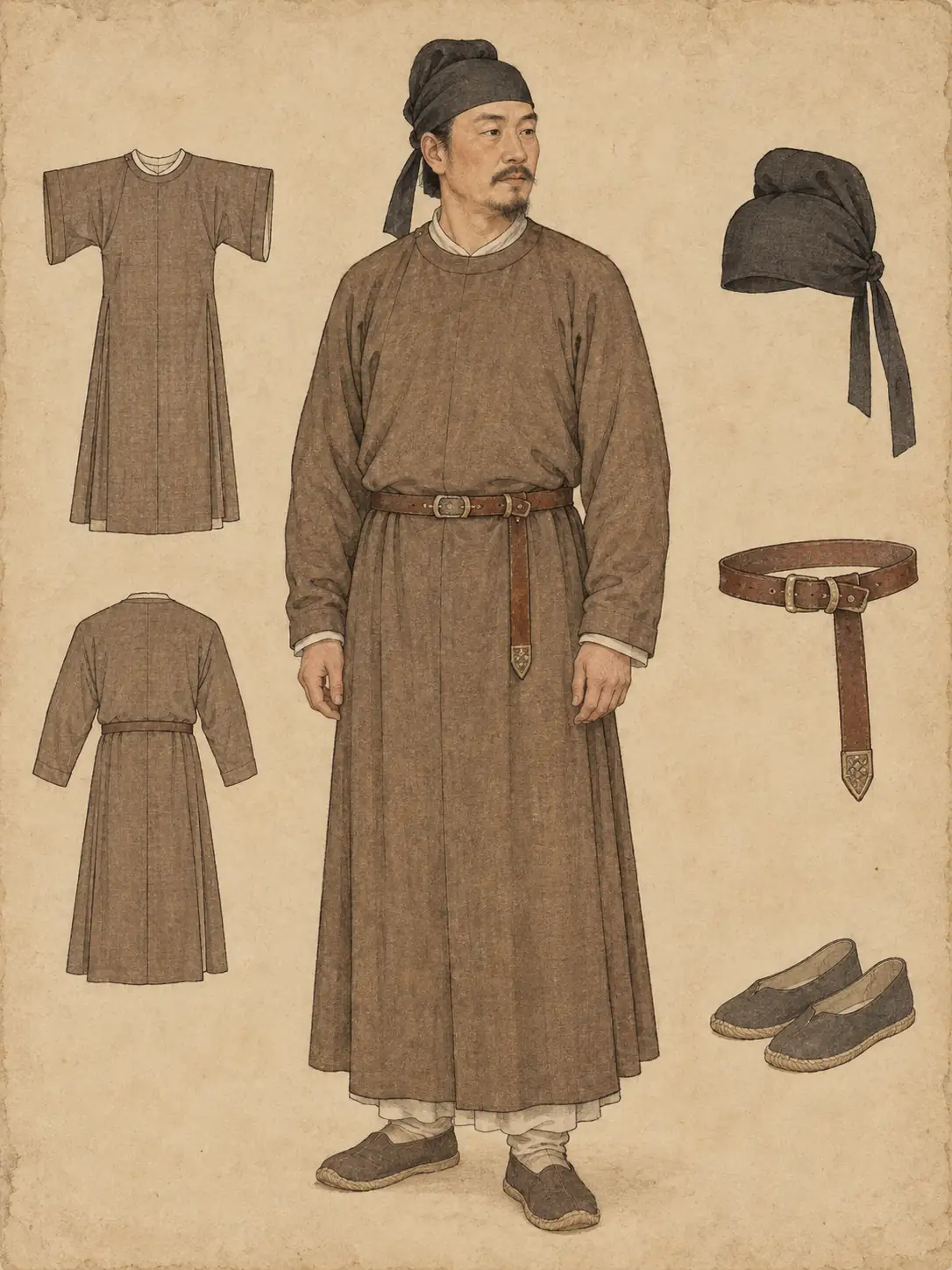 五代男子袍服示意