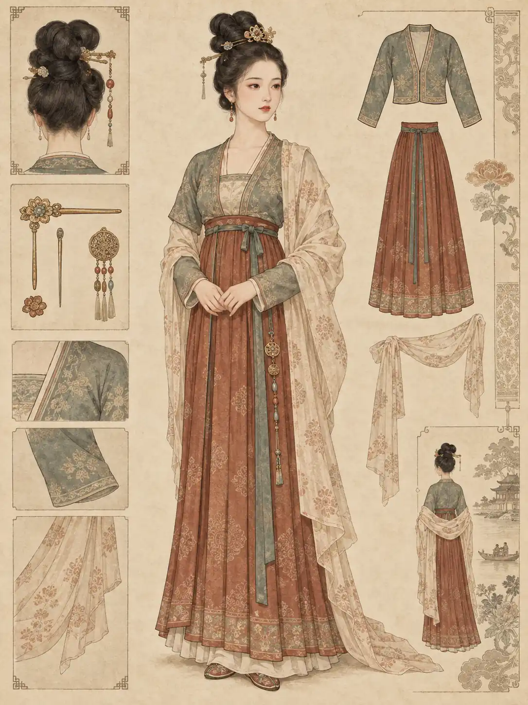 五代女子襦裙示意