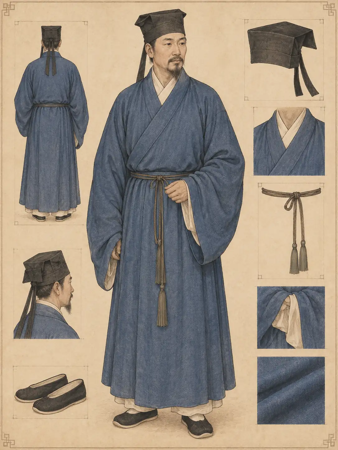 明末男子道袍示意