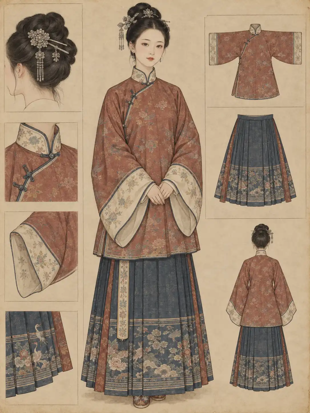 明末女子袄裙示意